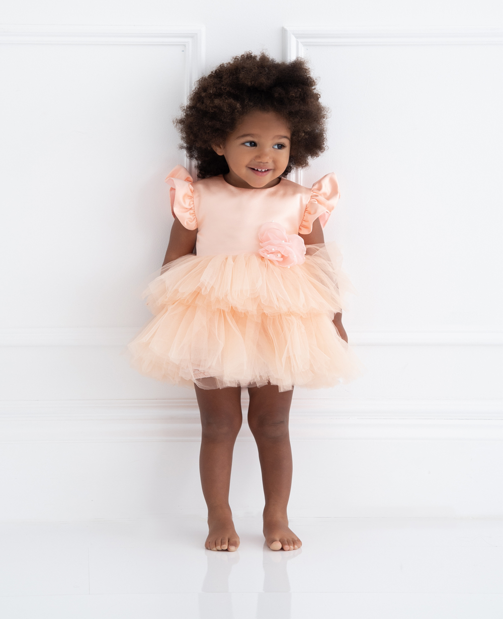 Peach Tuelle Baby Dress
