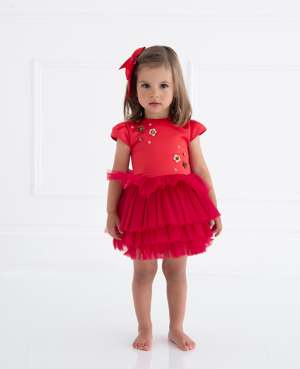 Red Tuelle Baby Dress