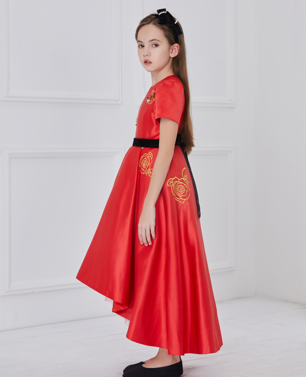 Red Satin Long Dress