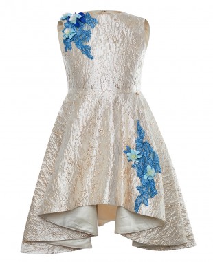 Gold and Blue Jacquard Coral Dress